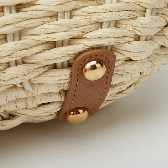 Women Straw Shoulder Handbag Summer Beach Tote Crossbody Chic Purse - Picture 6 of 9